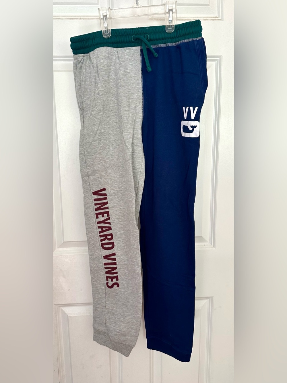 Vineyard Vines Boys XL 18 Colorblock Fleece Joggers Sweatpants Navy Gray Green